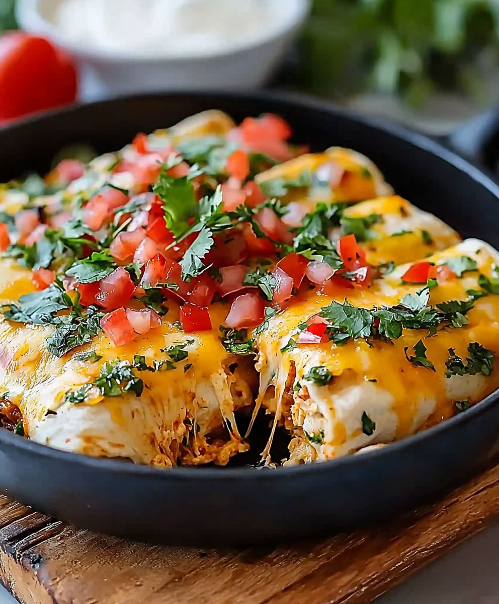 Hähnchen Enchiladas grüne Chilisauce
