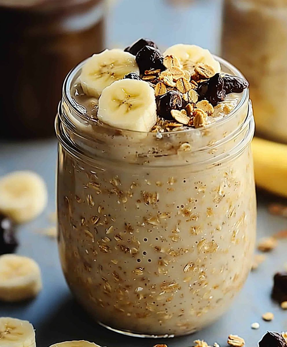 Bananen Erdnussbutter Overnight Oats