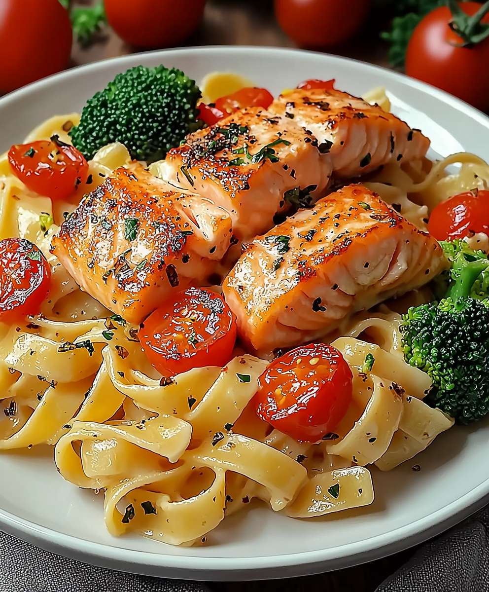 Lachs Pasta Brokkoli Tomaten