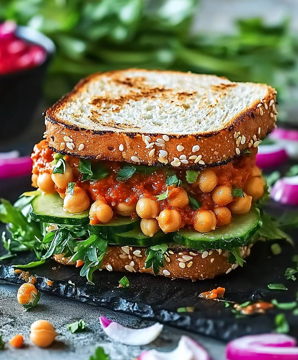 Harissa Kichererbsen Sandwich