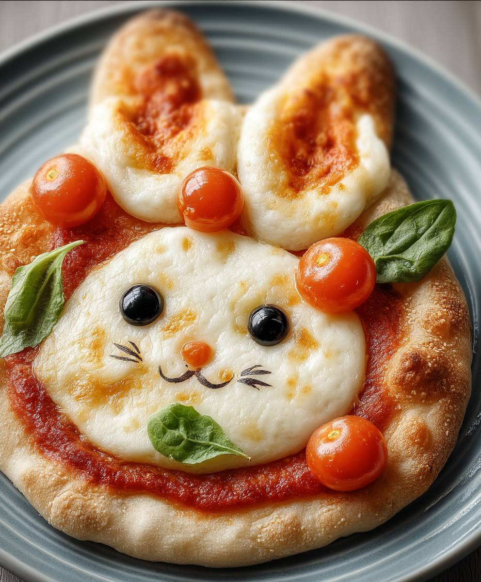 Osterhasenpizza mit Mozzarella