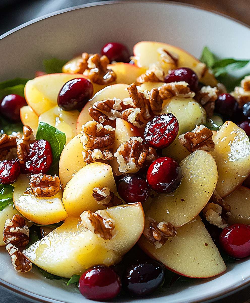 Apfelsalat Walnüsse Preiselbeeren