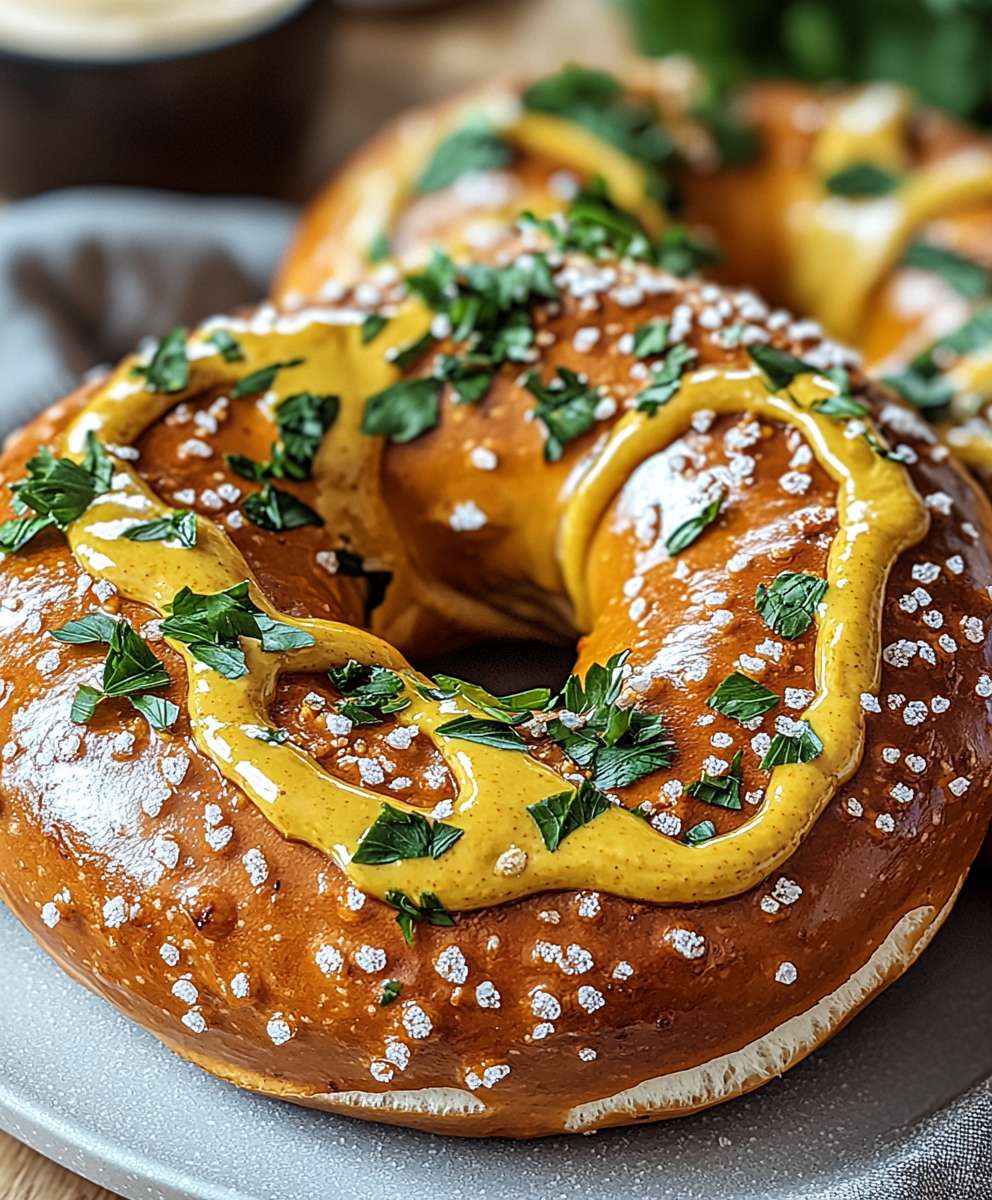 Süße Brezel mit Senf