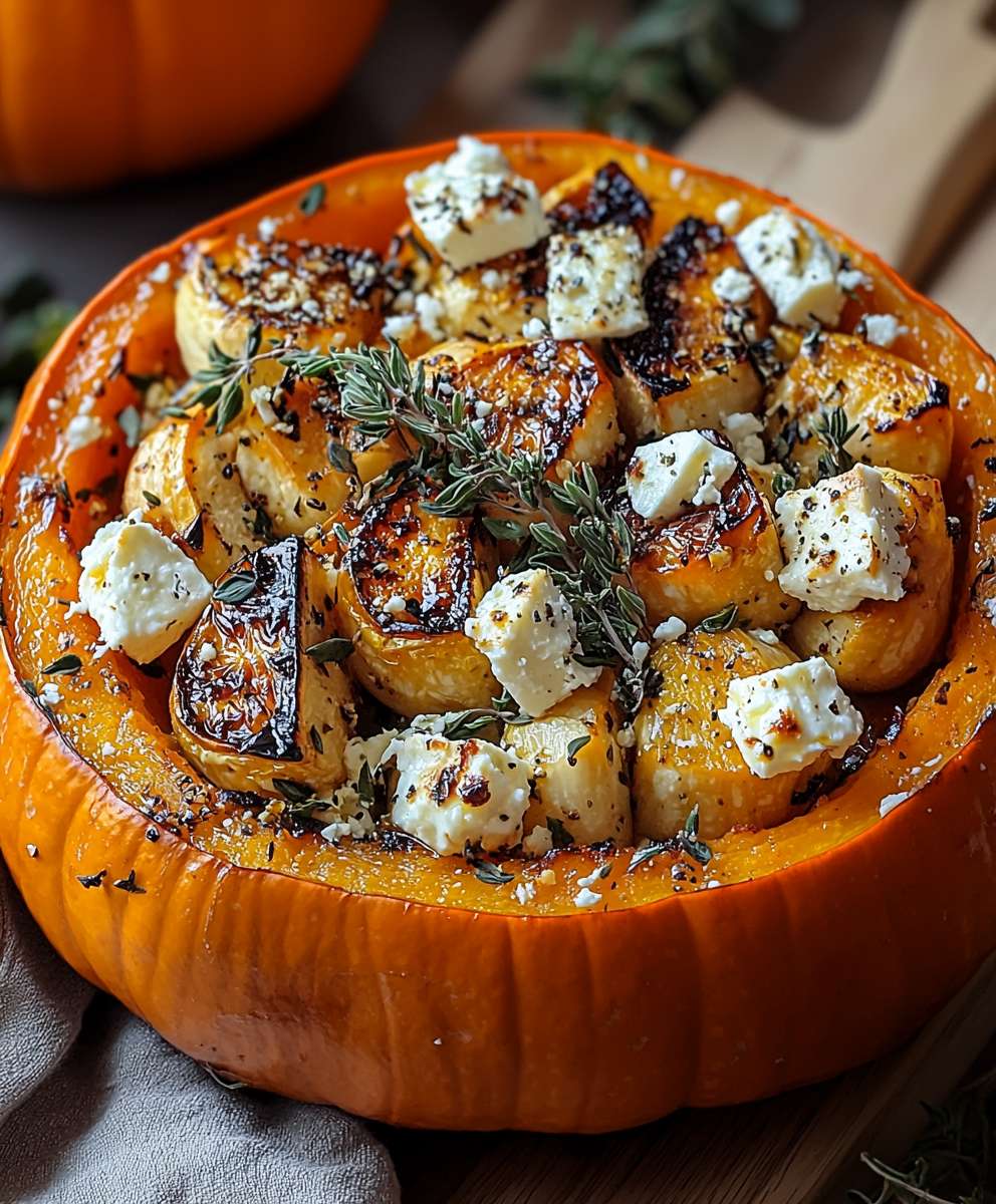 Ofenkürbis Feta einfach zubereiten