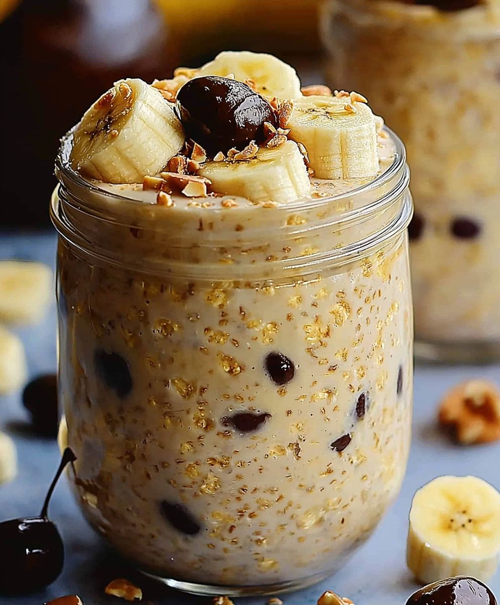 Bananen Erdnussbutter Overnight Oats