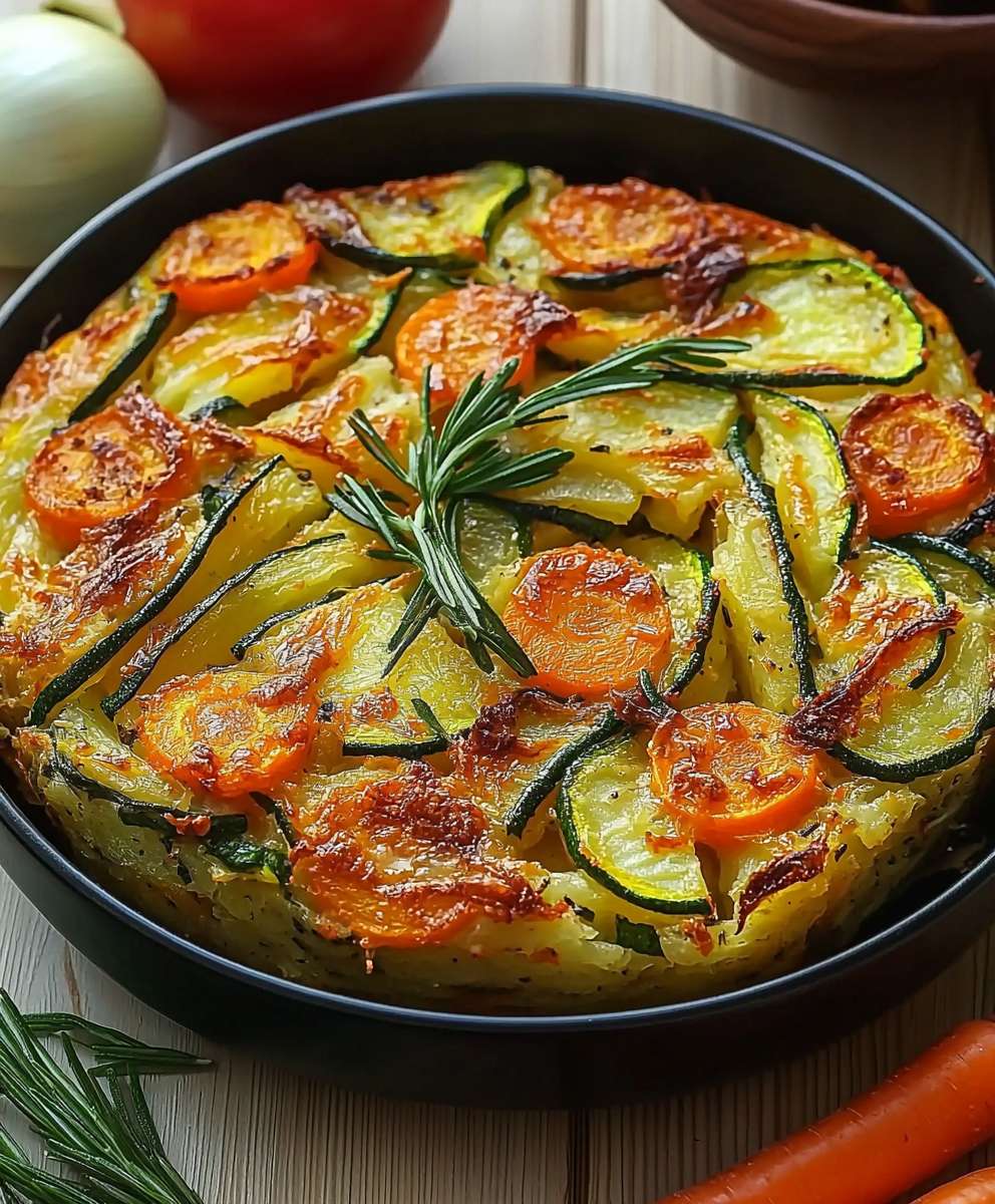 Vegetarischer Kartoffelauflauf Zucchini Karotten