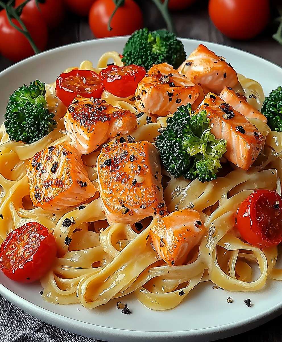 Lachs Pasta Brokkoli Tomaten