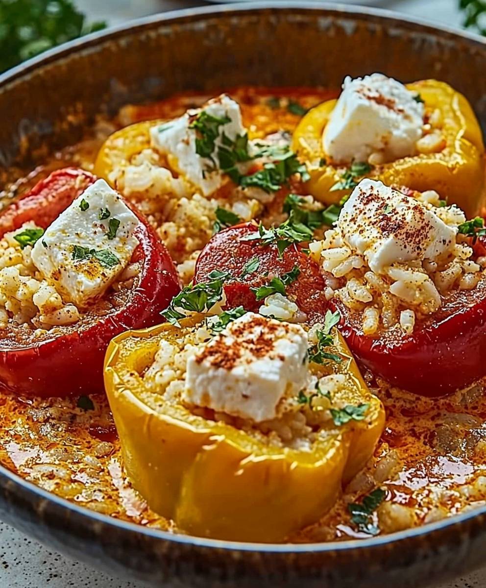 Gefüllte Paprika Reis Feta