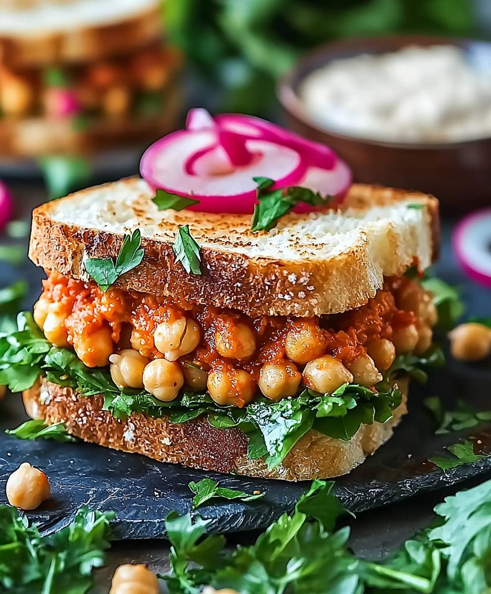 Harissa Kichererbsen Sandwich