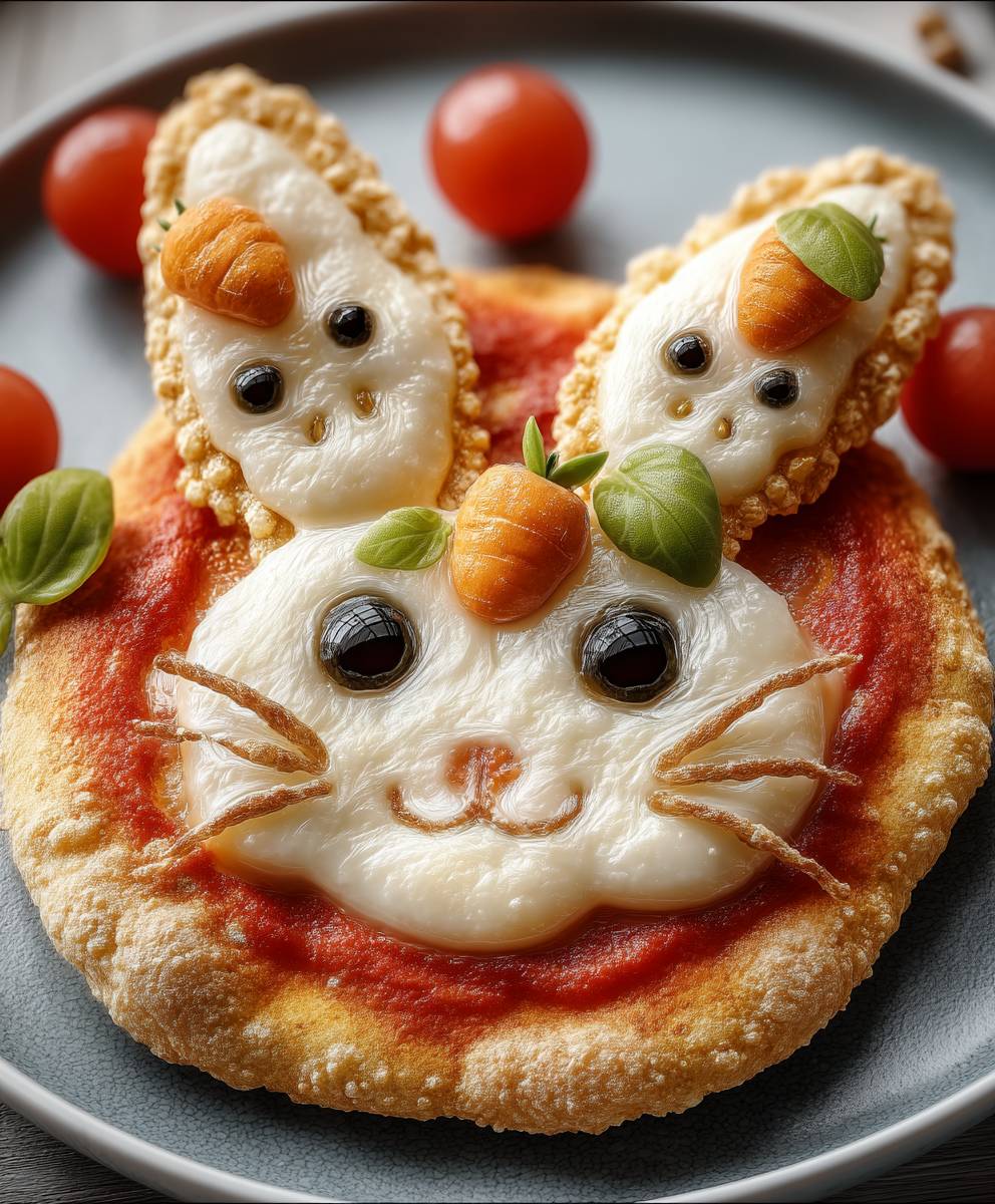 Osterhasenpizza mit Mozzarella