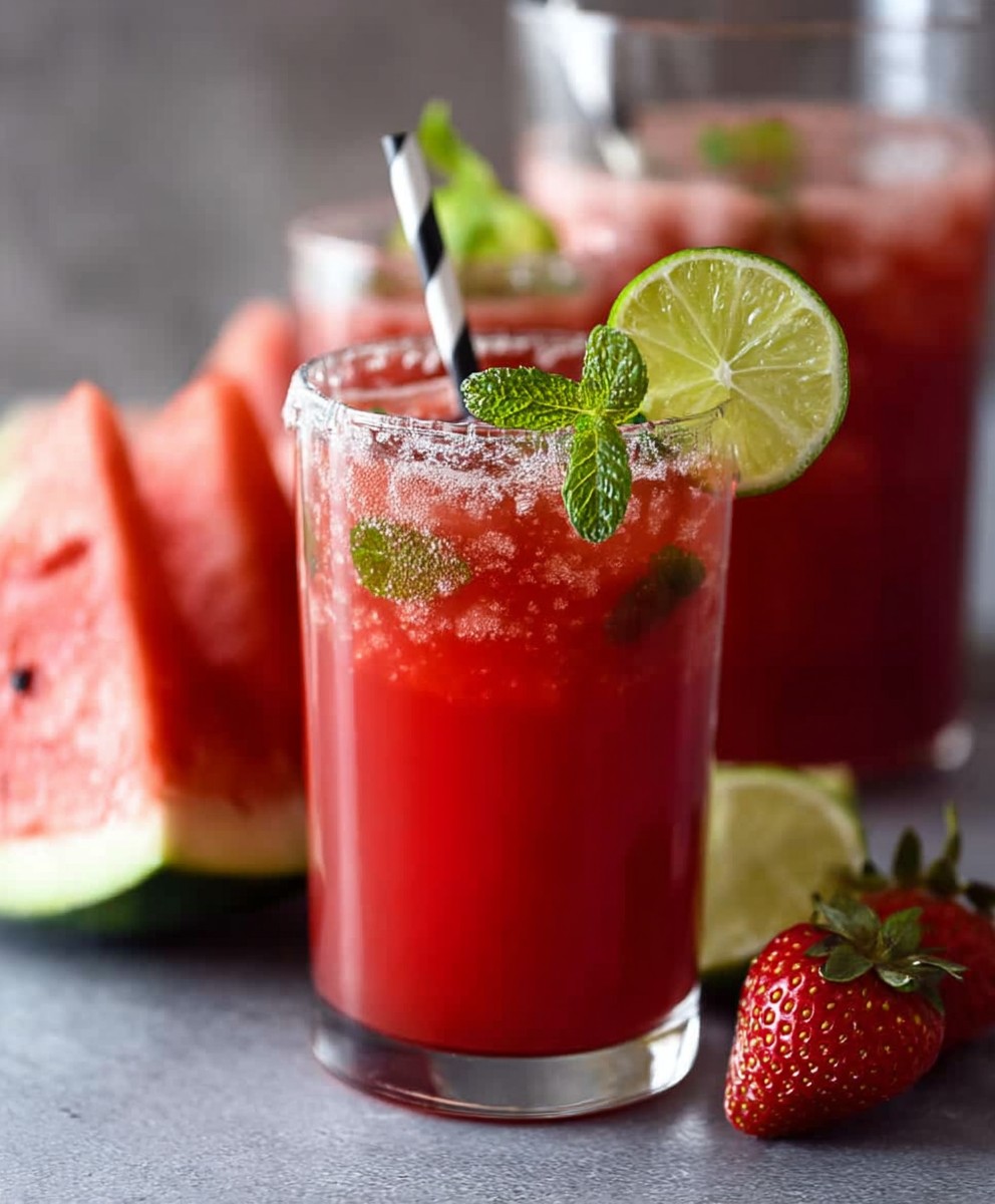 Zuckerfreie Wassermelone Erdbeere Agua Fresca