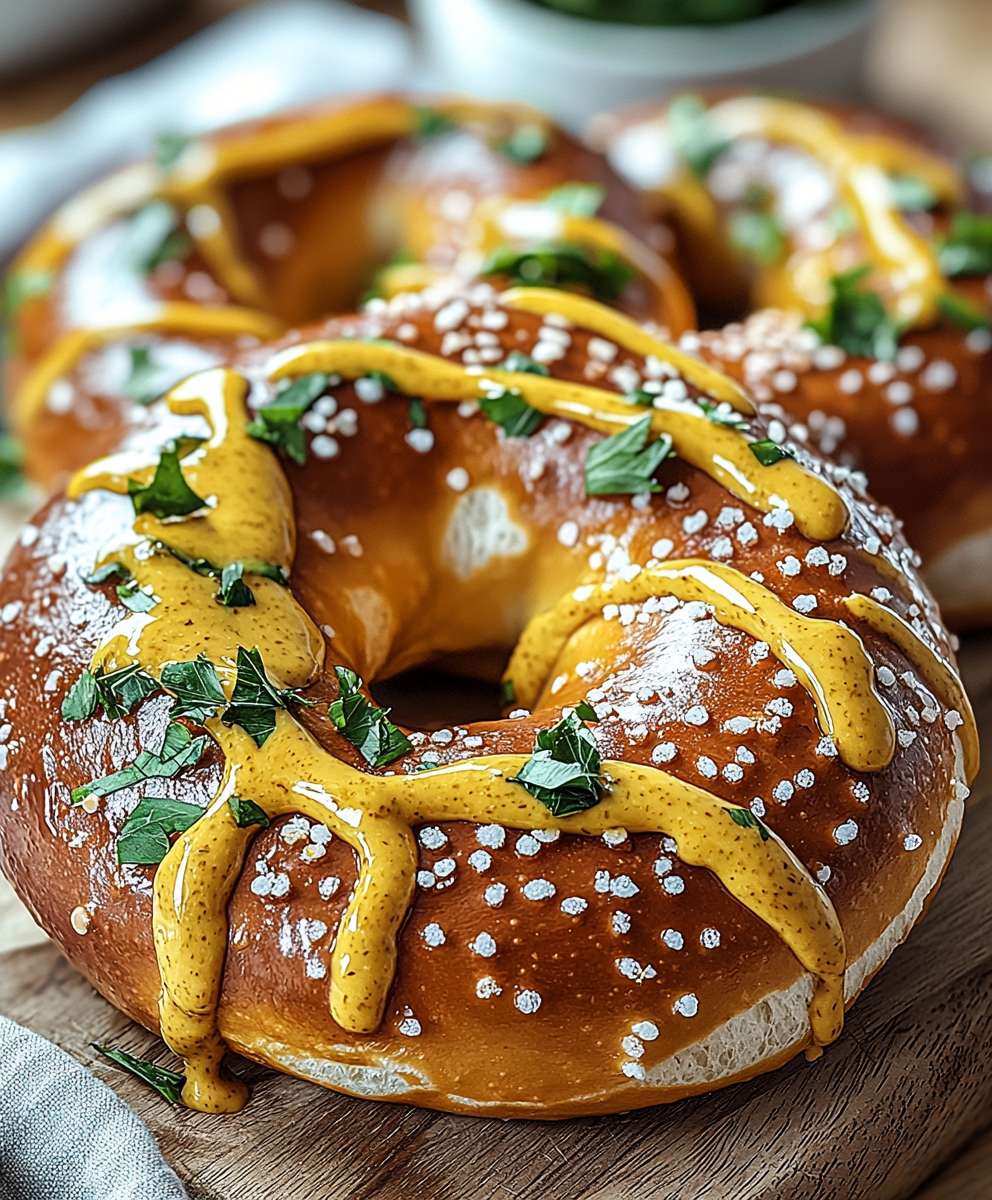 Süße Brezel mit Senf