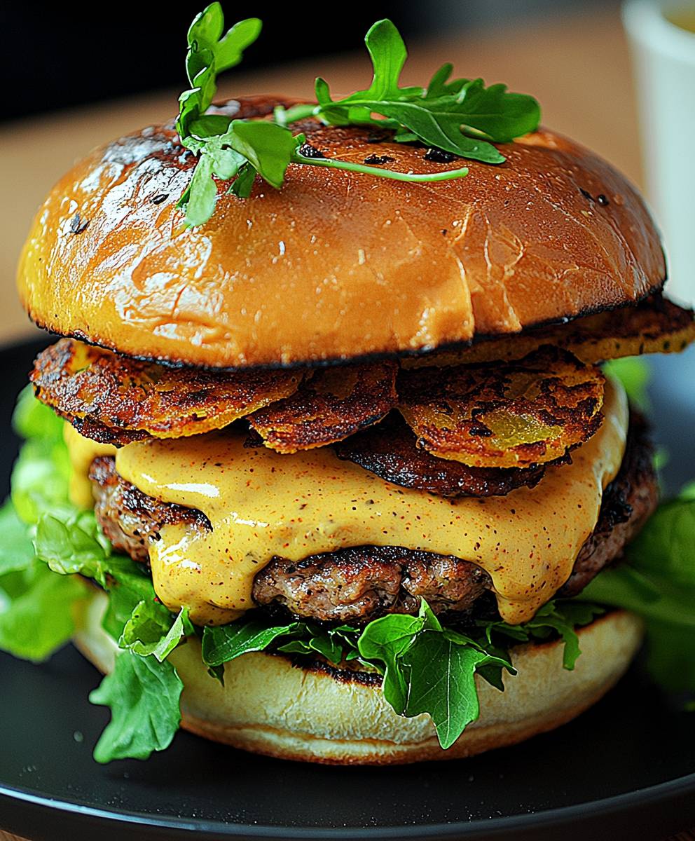 Rösti Burger mit Curry Mayo