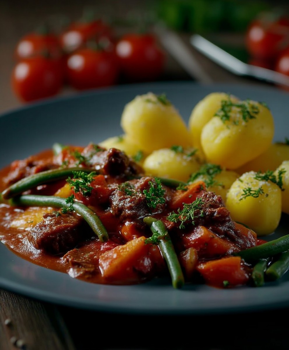 Grüne Bohnen Tomatensauce Eintopf