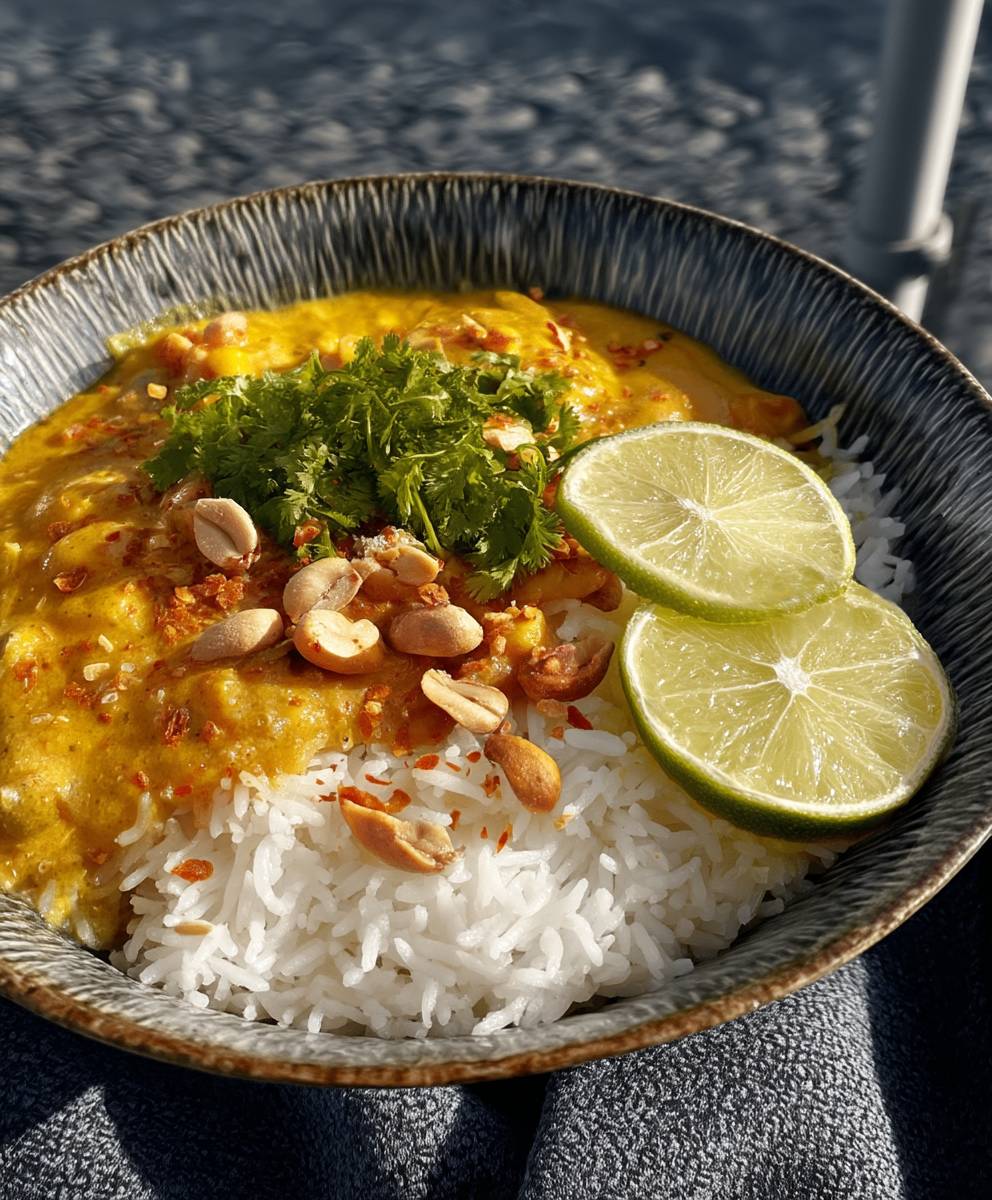 Erdnuss Curry mit Reis