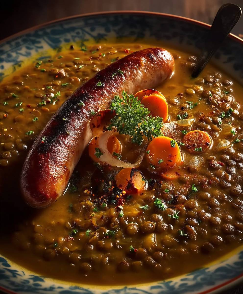 Linsensuppe Karotten Würstchen