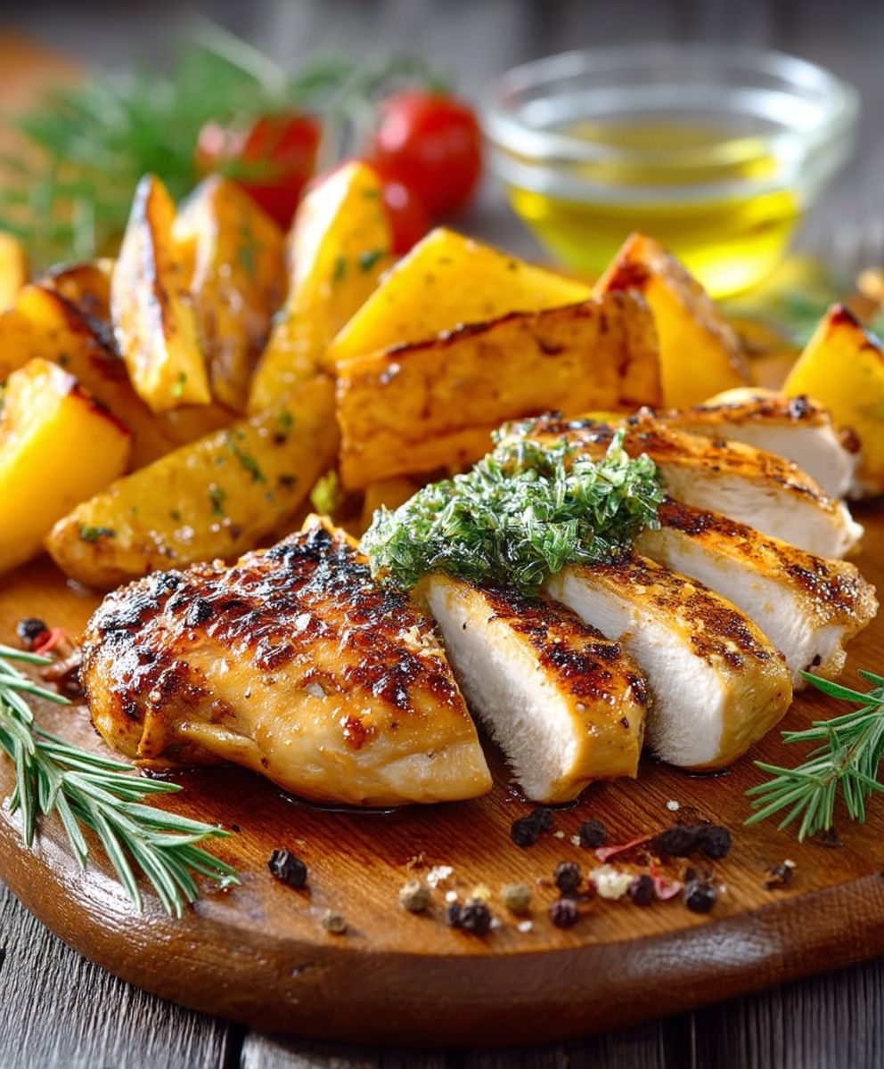 Zitronenhähnchen Kartoffelspalten