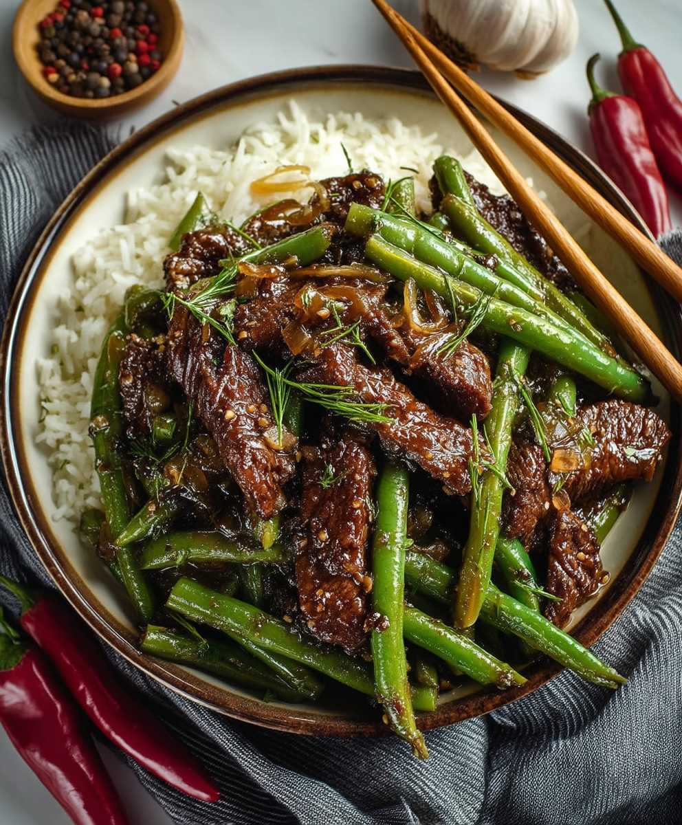 Asiatische Rindfleisch Streifen Bohnen