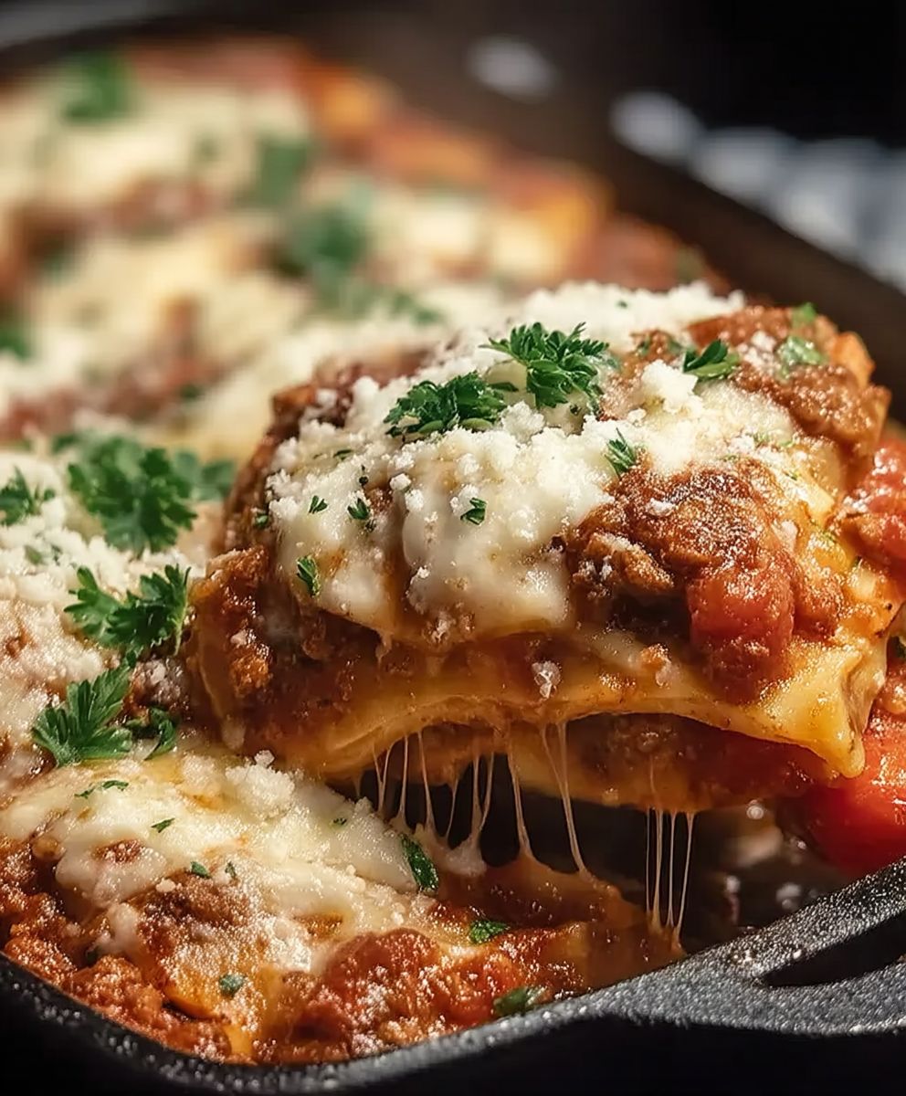 Gusseisenpfanne Lasagne