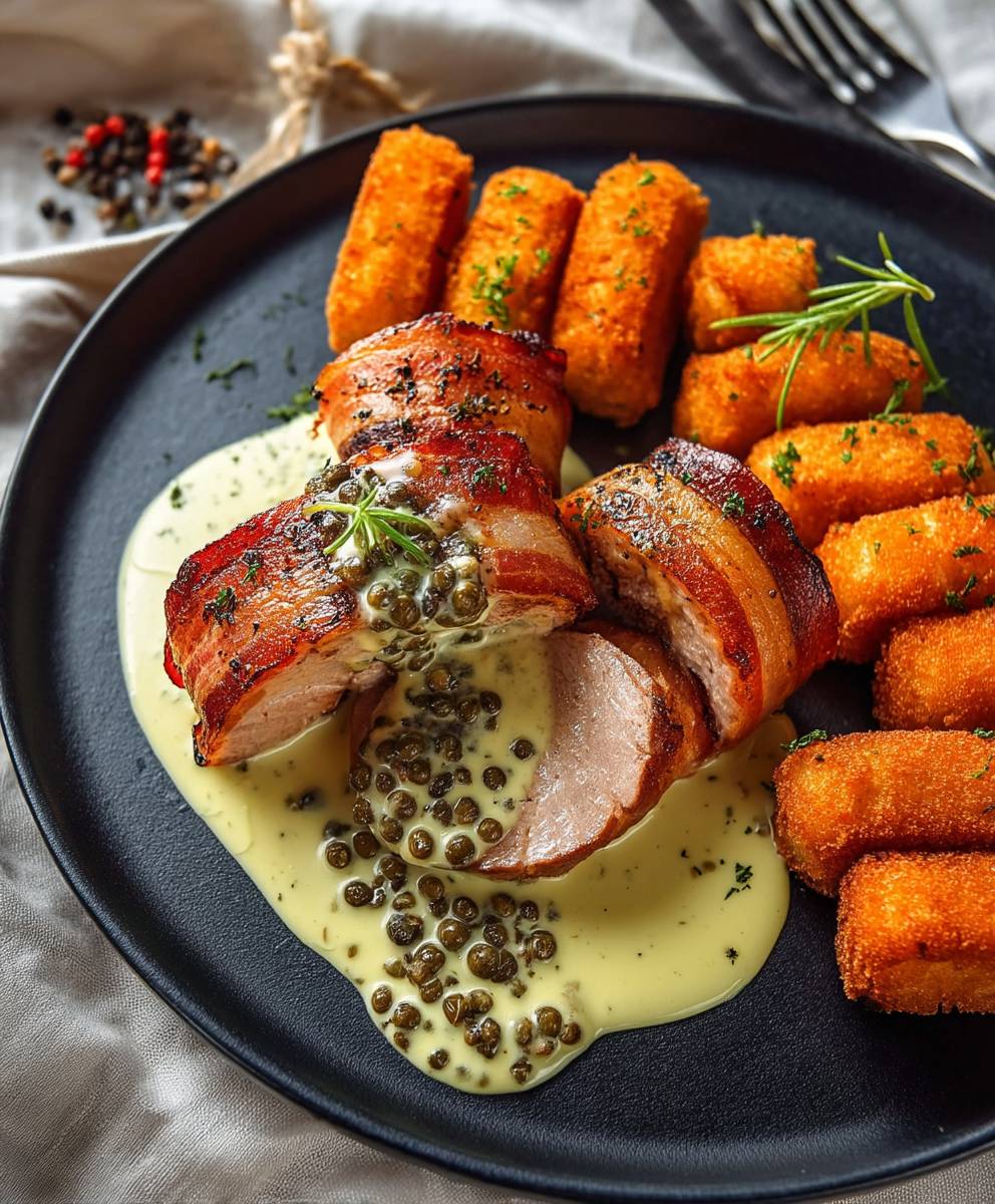 Schweinefilet Speckmantel Pfeffersoße