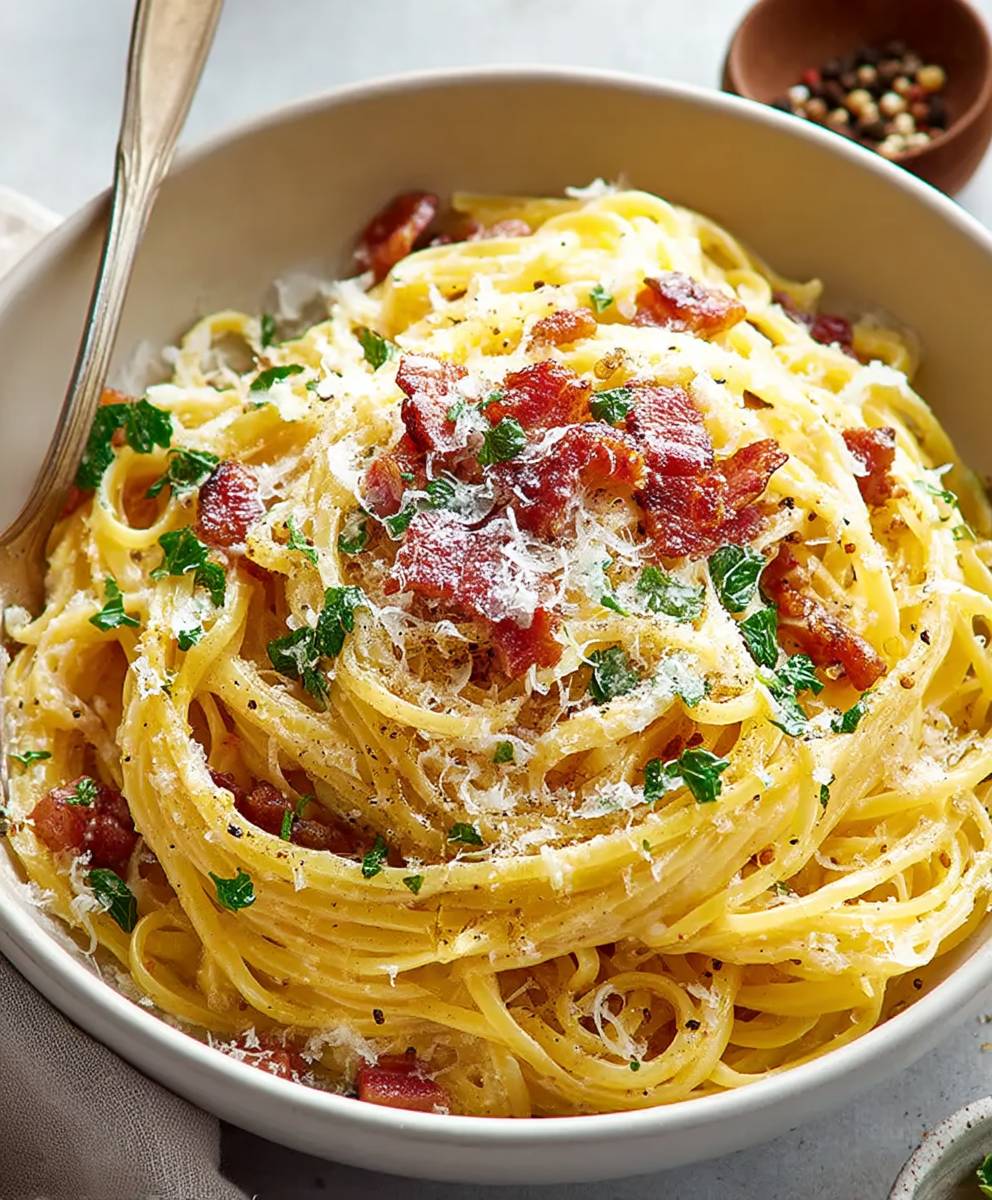 Italienische Carbonara mit Speck