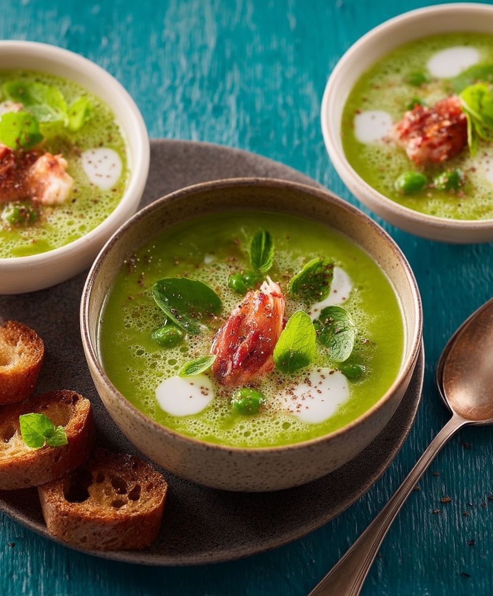 Erbsensuppe mit Krabben scharf