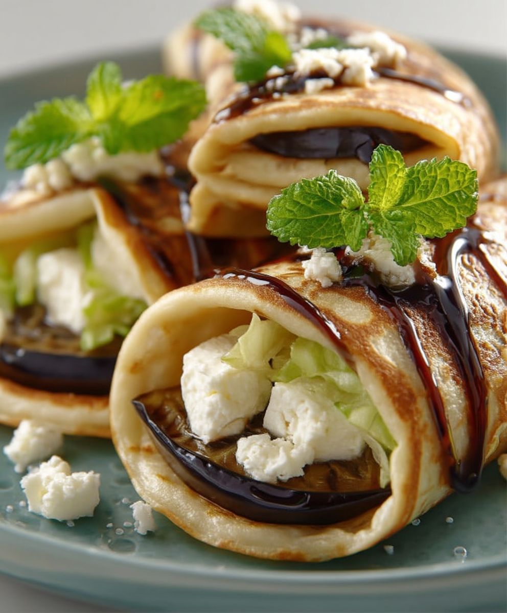 Auberginen Schafskäse Pfannkuchen Füllung