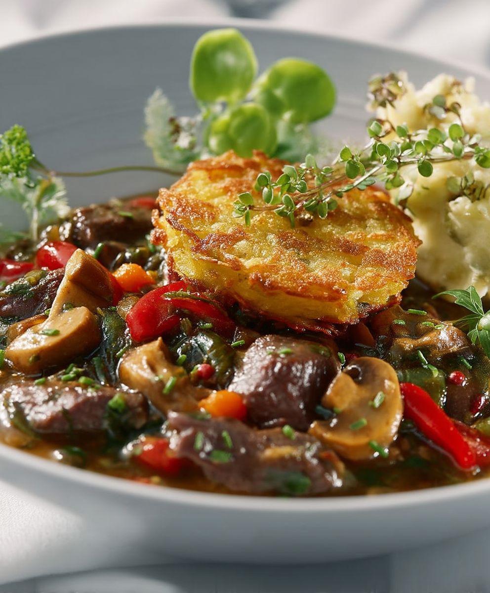 Hirschragout mit Rösti