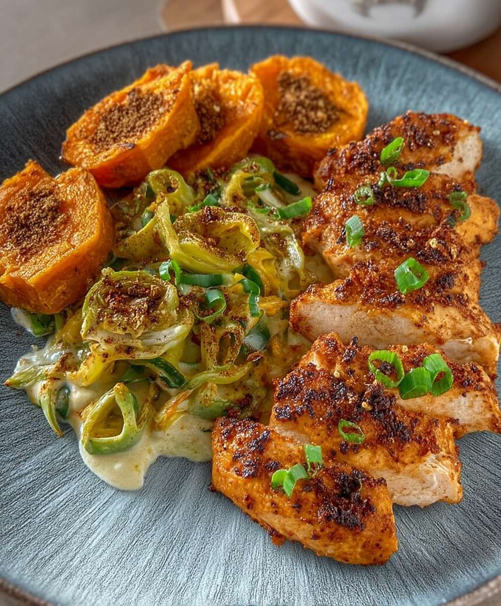 Airfryer Pute Süßkartoffel Rahmporree