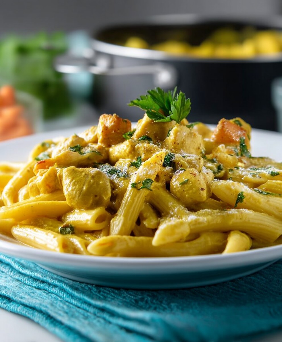 Cremiges Chicken Curry Pasta