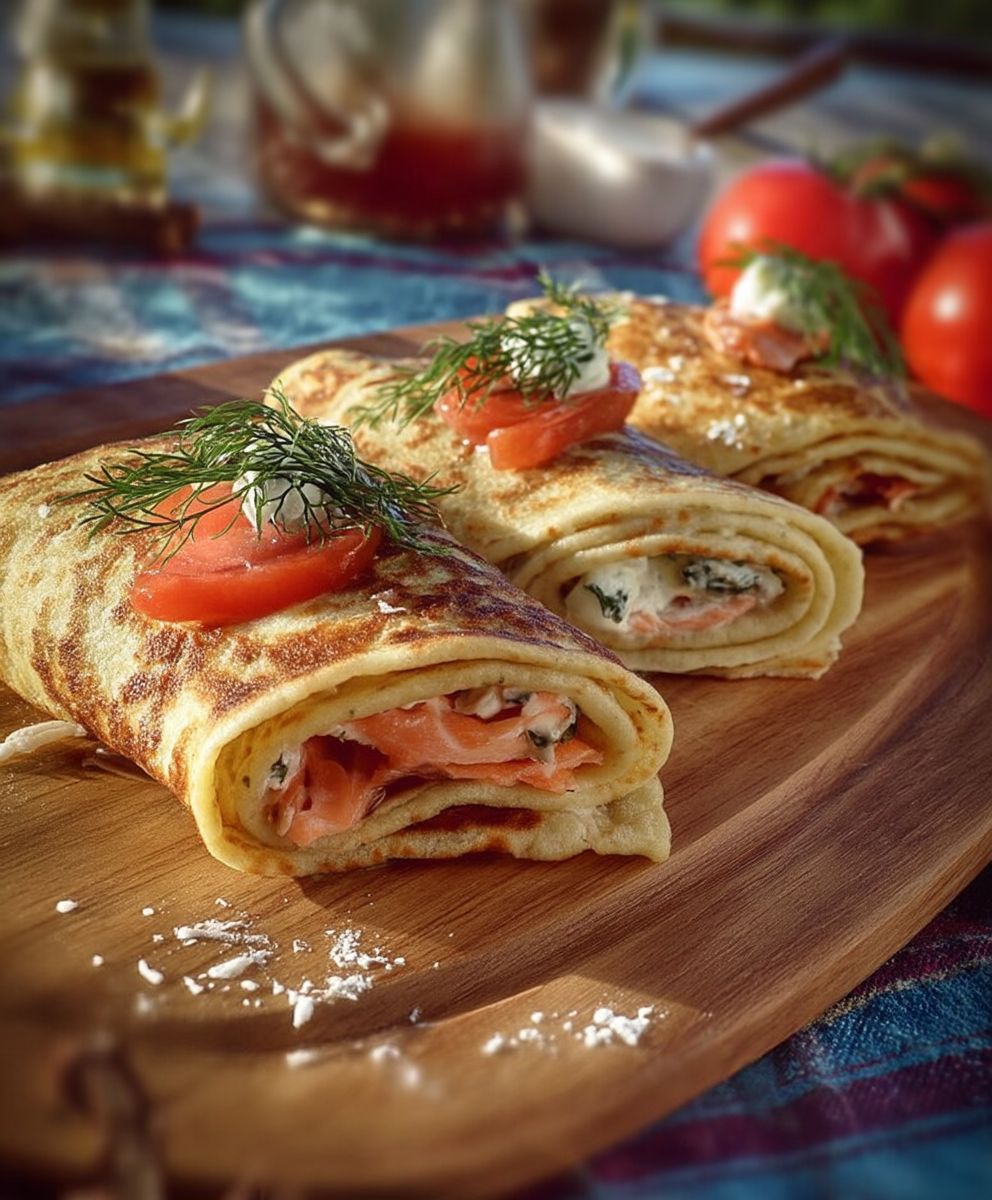 Lachsröllchen mit Lachs und Dill