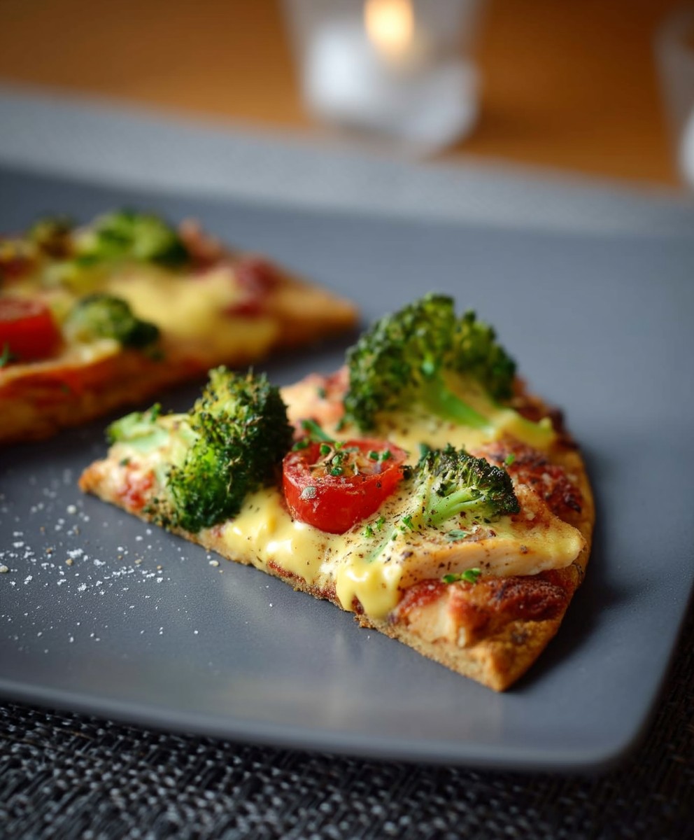 Dinkel Pizza mit Pute Brokkoli