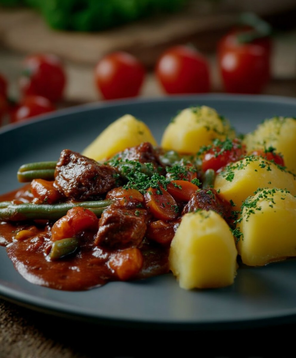 Grüne Bohnen Tomatensauce Eintopf