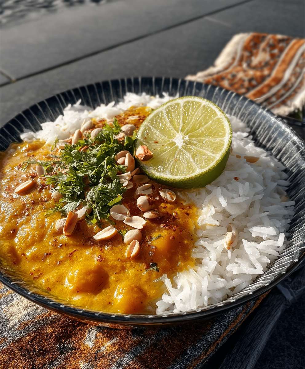 Erdnuss Curry mit Reis