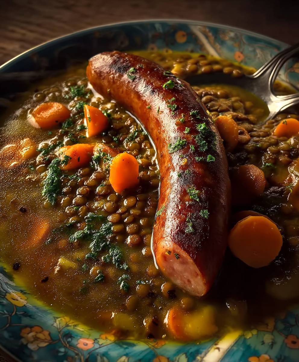 Linsensuppe Karotten Würstchen