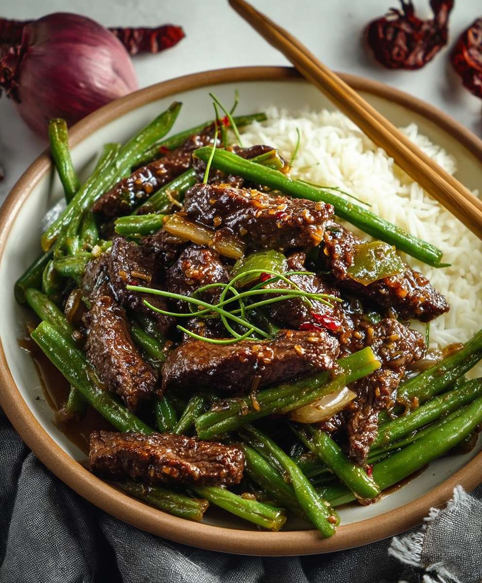Asiatische Rindfleisch Streifen Bohnen
