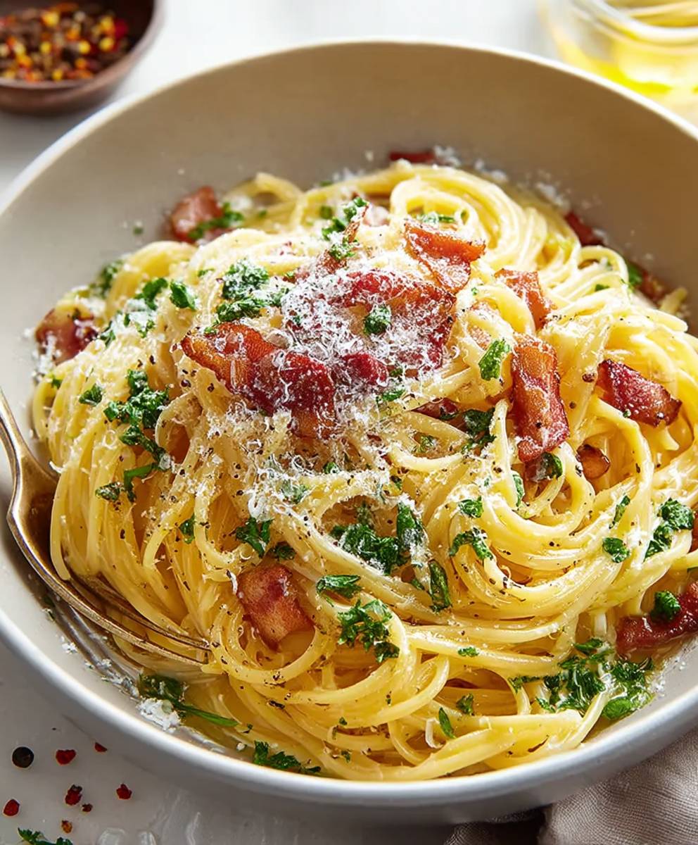 Italienische Carbonara mit Speck