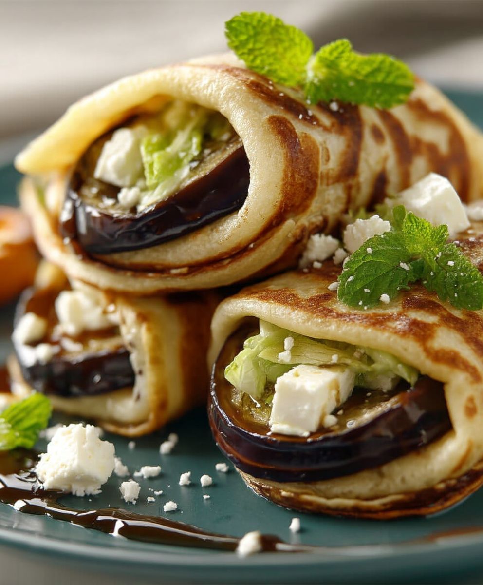 Auberginen Schafskäse Pfannkuchen Füllung