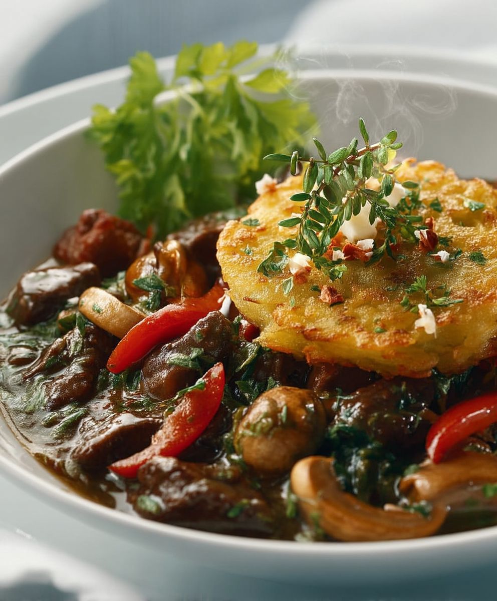 Hirschragout mit Rösti