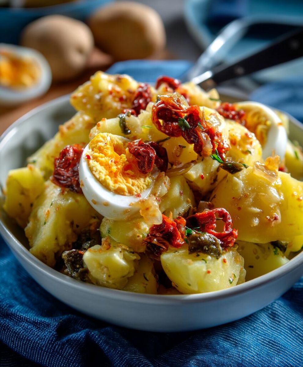 Kartoffelsalat Röstzwiebeln Chorizo