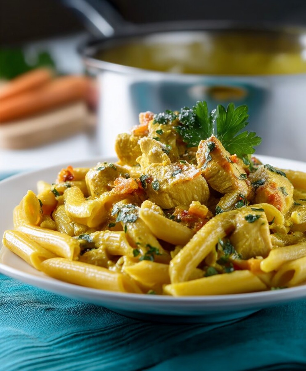 Cremiges Chicken Curry Pasta