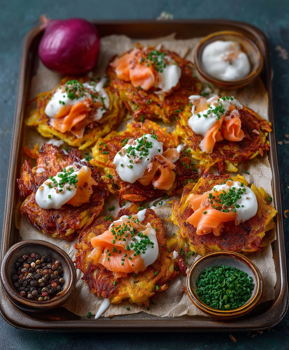 Knusprige Rösti mit Krabben Lachs