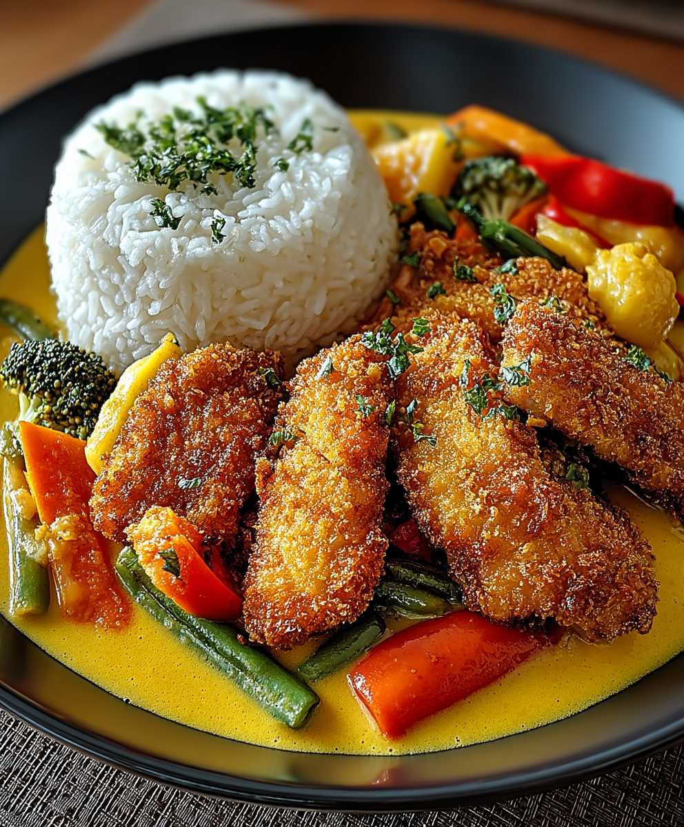 Knuspriges Hähnchen Curry Gemüse