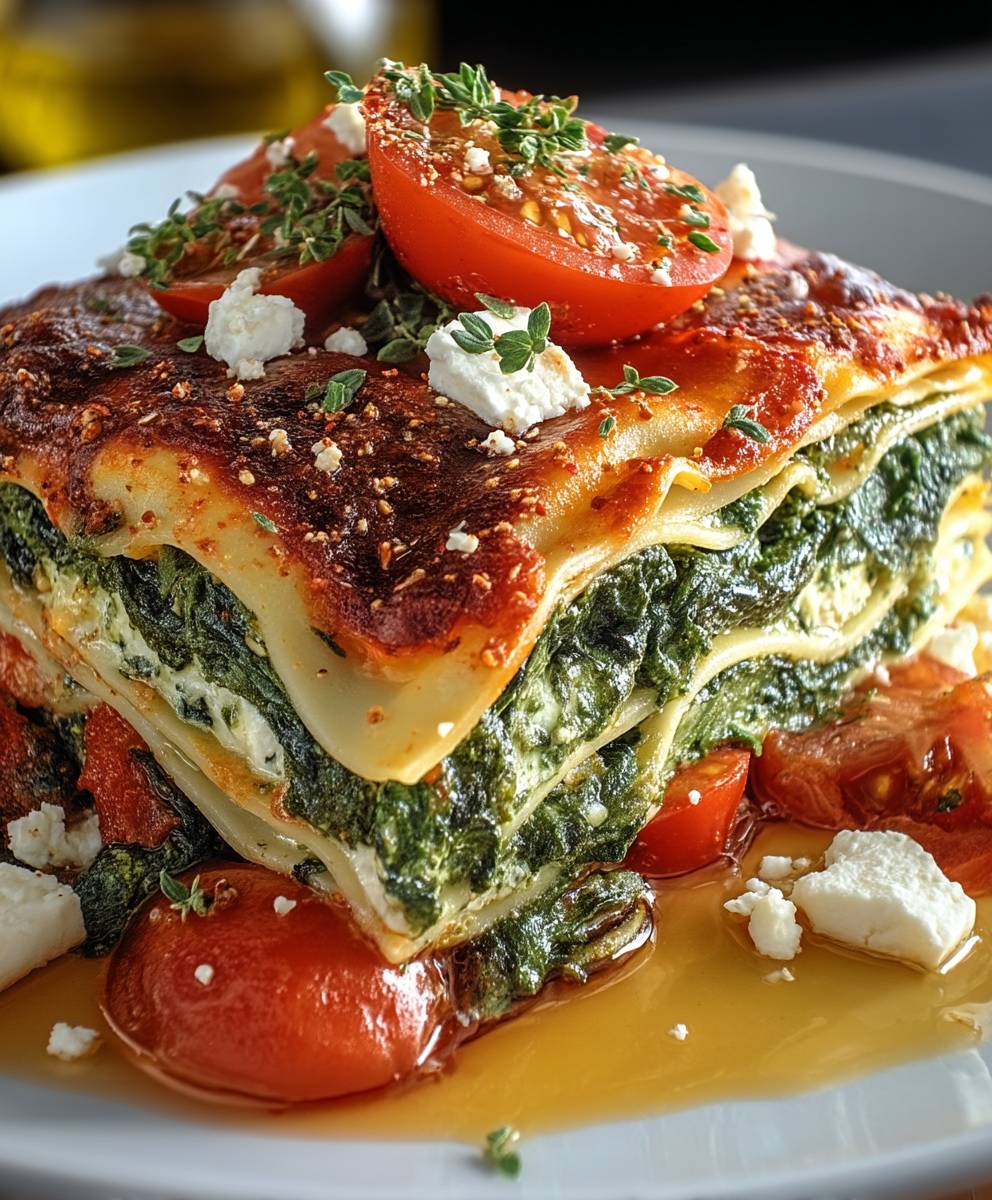 Spinatlasagne Feta Tomaten