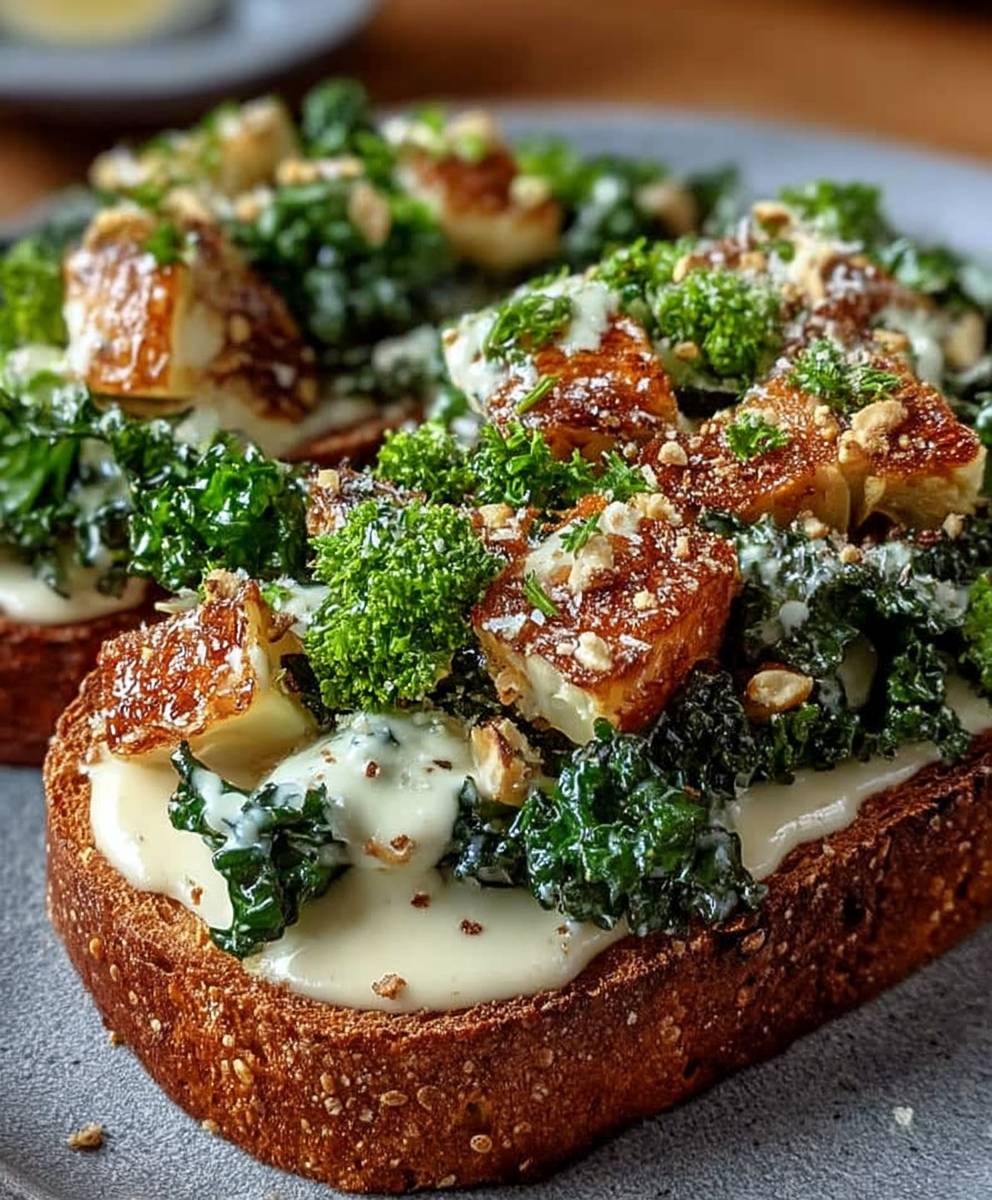 Veganer Grünkohl Caesar Salat