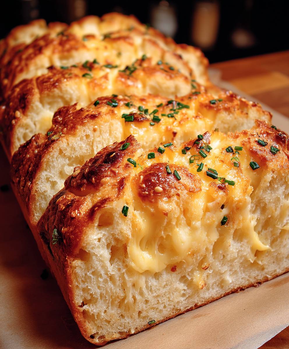 Knoblauch Cheddar Brot backen