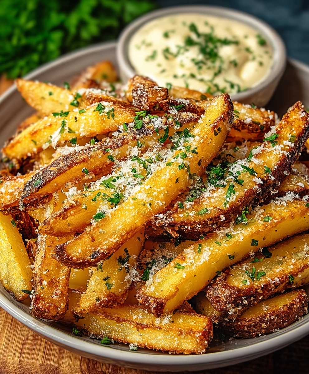 Knoblauch Parmesan Pommes Heißluftfritteuse
