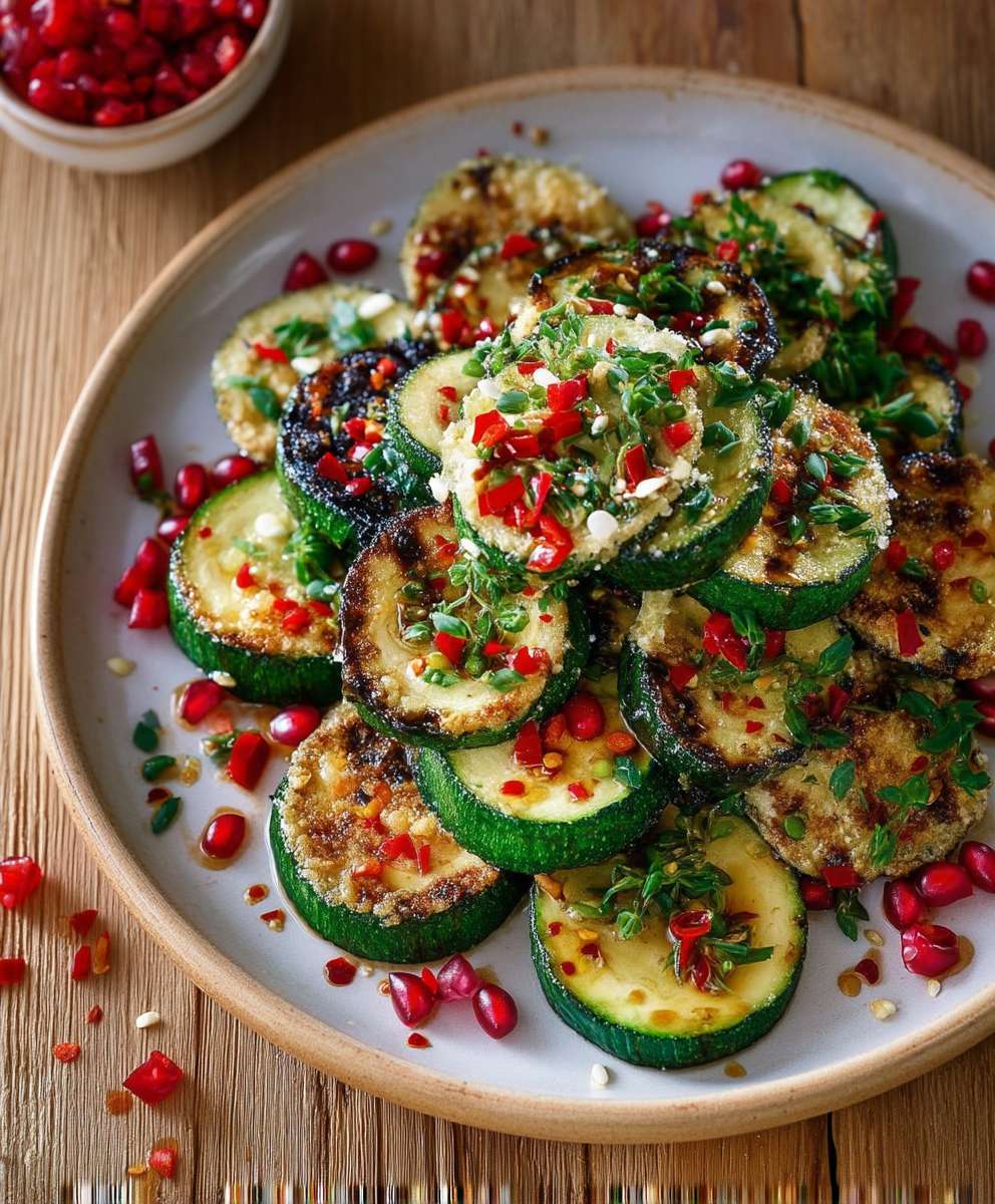 Gebratene Zucchini Knoblauch Chili
