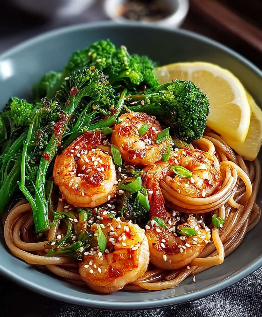 Kimchi Nudeln mit Garnelen