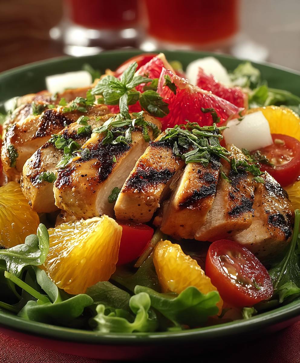 Gegrilltes Hähnchen Zitrus Salat